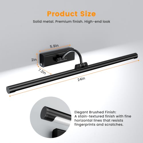 Bathroom Vanity Light Wireless Rechargeable Black 24 inch Black
