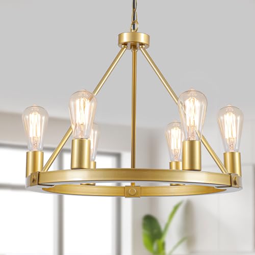 Gold Wagon Wheel Chandelier (6 Count)