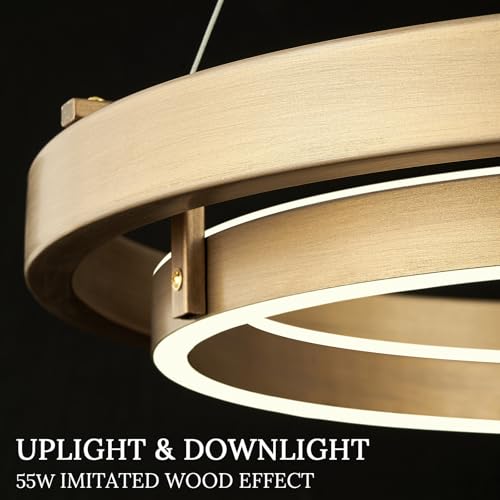 LED 2 Ring Brass Gold Chandelier Dimmable Up Down Light