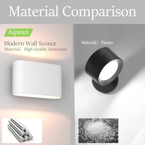 Modern LED Wall Sconces 1 Pack Hardwired Interior Wall Lights Indoor Aluminum Up and Down Wall Mount Light for Living Room Bedroom Hallway Corridor Warm White 3000K
