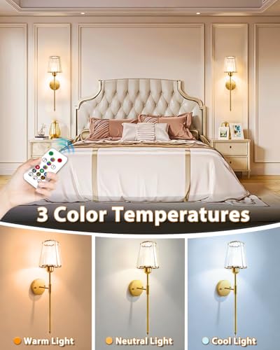 23 Inch Crystal Battery Operated Wall Sconce Set of 2