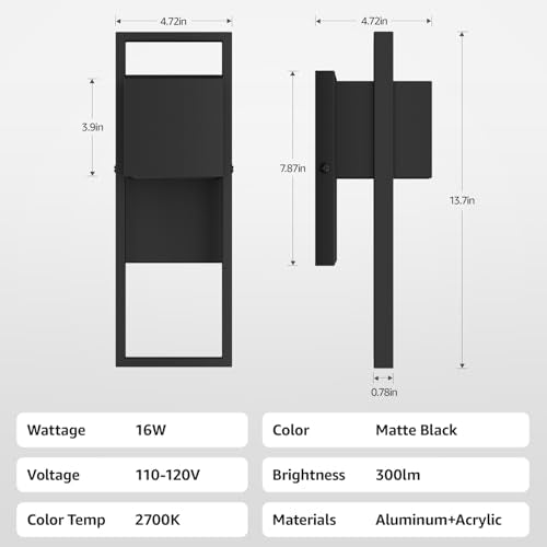 2 Pack Modern Outdoor Wall Lights (2 Count)