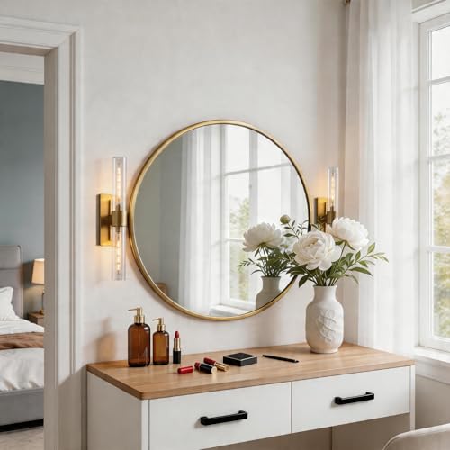 Bathroom Sconces Brass Sconces 22.8in Glass Sconces Dimmable