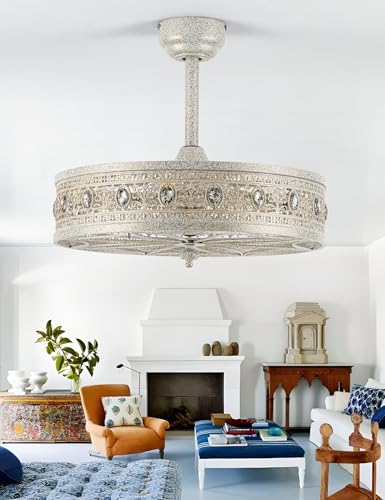 Art Deco Chandelier Ceiling Fan with Light