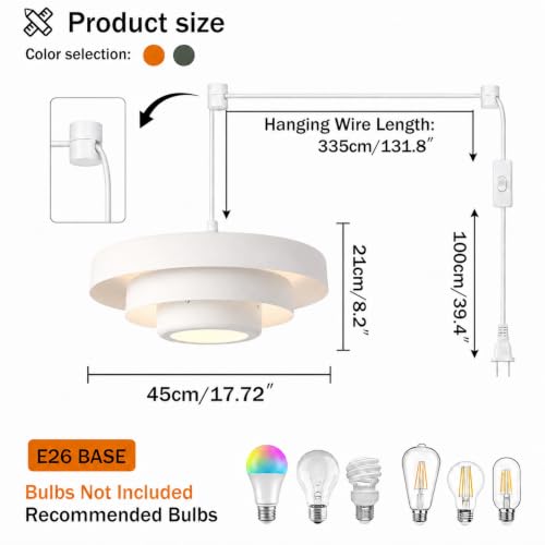White Plug in Pendant Light