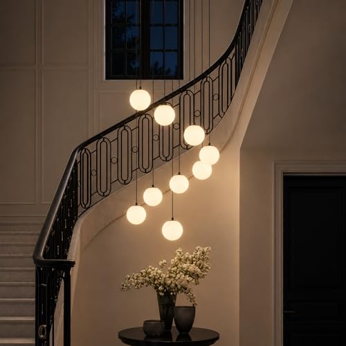 Black Globe High Ceiling Chandelier (Black / 9-Light)