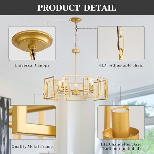 Brushed Gold Modern Geometric Chandelier