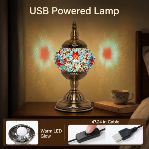 Turkish Lamp with Mosaic Kit for DIY Adults Crafts Set (Deep Blue)