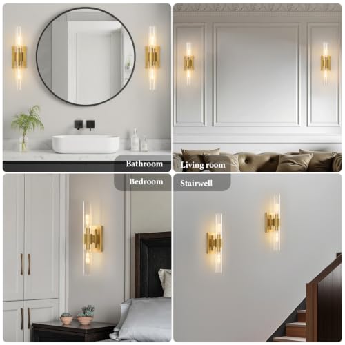 Gold Brass Bathroom Wall Sconce (2 Count)
