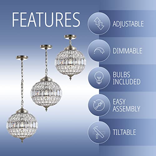 Georgina 1 Light Crystal Globe Pendant