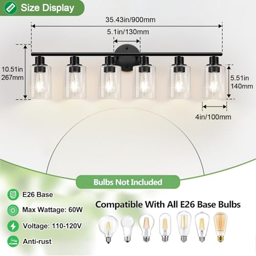 6 Light Bathroom Light Fixtures (6 Count)