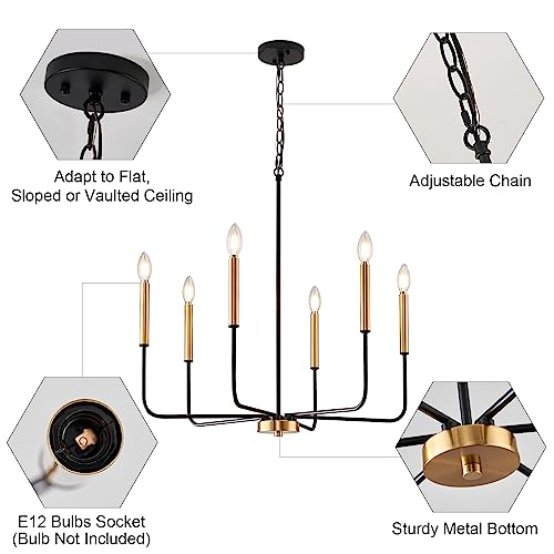 Modern Black and Gold Chandelier for Dining Room