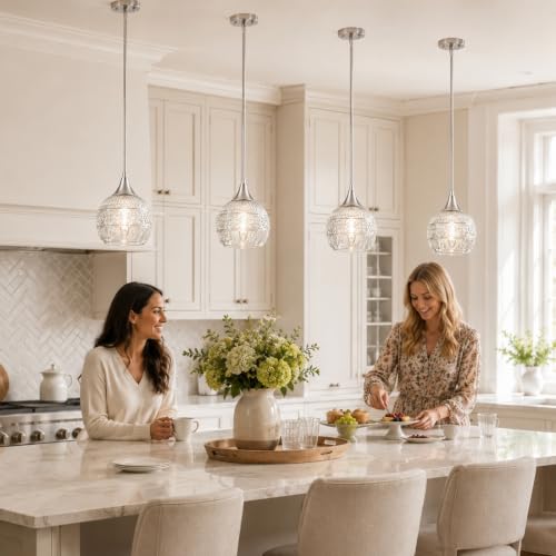 DSMJFU Brushed Nickel Pendant Lights Set of 2 with Clear Glass for Kitchen (2 Count)