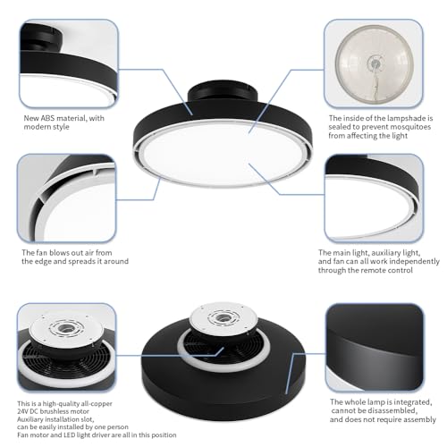 Bladeless Ceiling Fans with Lights and Remote