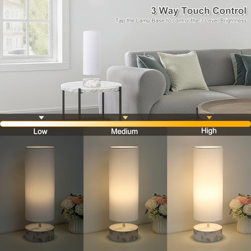 Touch Table Lamp with Marble Grain Metal Base