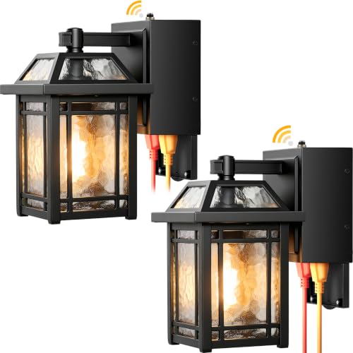 2 Pack Dusk to Dawn Porch Light with GFCI Outlet (Black / D2D 2-Pack)