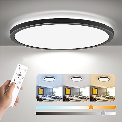 Dimmable LED Flush Mount Ceiling Light Fixture with Remote Control