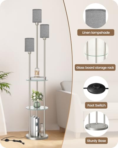 70.9" Floor Lamp with Shelves