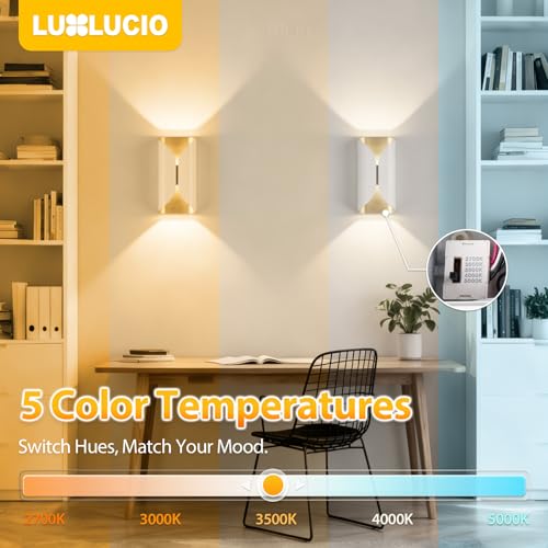 White & Gold 9.8" Up & Down Indoor Outdoor LED Wall Sconce (White and Gold / 2 pack)