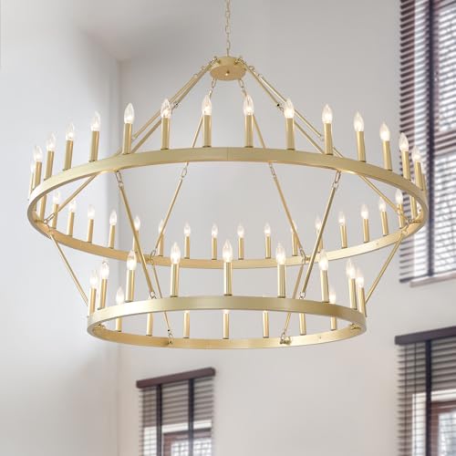 60 Inch Gold Wagon Wheel Chandelier 2