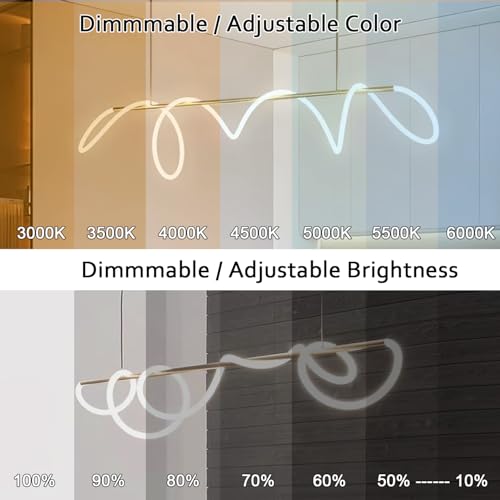 Gold Modern Chandelier 59.05inch Linear Chandelier Gold LED Pendant Light for Kitchen Island Lighting