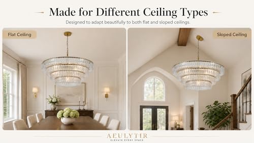 40 Inch Modern Round Clear Crystal Glass Chandelier