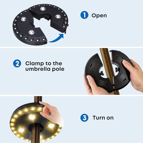 Patio Umbrella Light 3 Brightness Modes Cordless