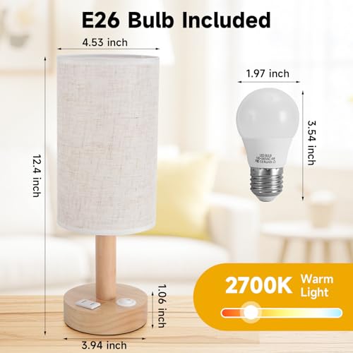 Small Bedside Table Lamp with AC Outlet