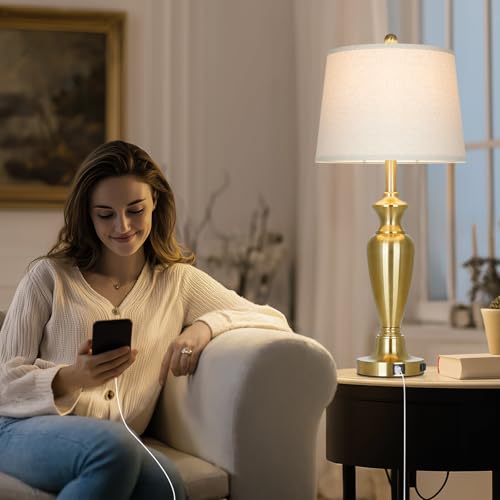 30" Tall Gold Table Lamps Set of 2 for Living Room (2 Count)
