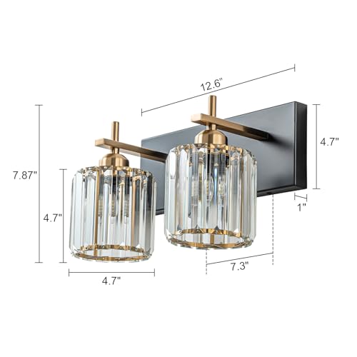 2 Light Crystal Bathroom Vanity Lights