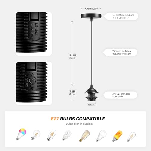 Black Pendant Light Kit
