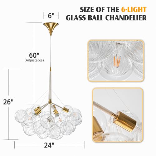 Bubble Ball Chandelier White and Gold 6