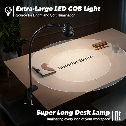 5W 30" Long Swing Arm Architect Desk Lamp LED Task Light with Clamp