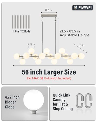 55" Long Chandeliers for Dining Room Kitchen Island