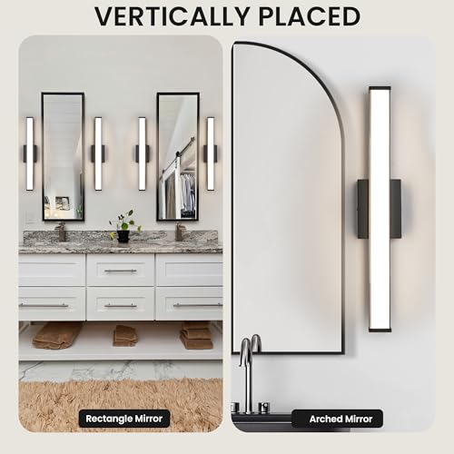 Modern LED Bathroom Vanity Light 24 inch 18W Dimmable 3CCT Bathroom Light Fixture Over Mirror Rectangle Bath Vanity Light Bar with Double Layer Acrylic Shade (24 inch(es))