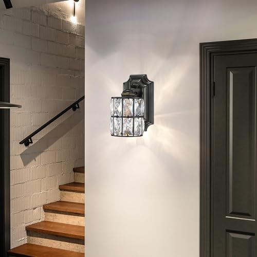 Crystal Wall Sconce Black Dry&Wet Dual Use 1 Light 2 Pack UL Certified (2 Count)