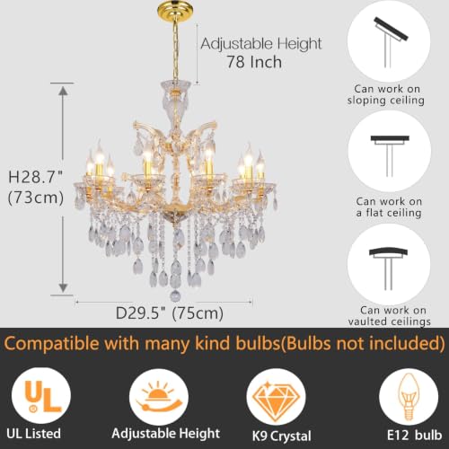 Gold Maria Theresa Crystal Chandelier