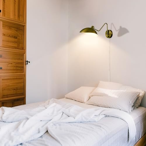 Gold Plug in Wall Sconce Swing Arm with On (2 Count)