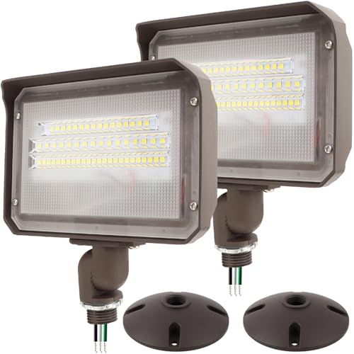 2Pack Dusk to Dawn Outdoor 40W LED Flood Light with Knuckle & Plate Mount (2 Count)