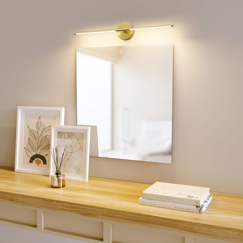 28In Gold Bathroom Vanity Light Fixtures Over Mirror Hardwired ED 360° Rotatable Modern Bathroom Sconces 3000K Warm Light