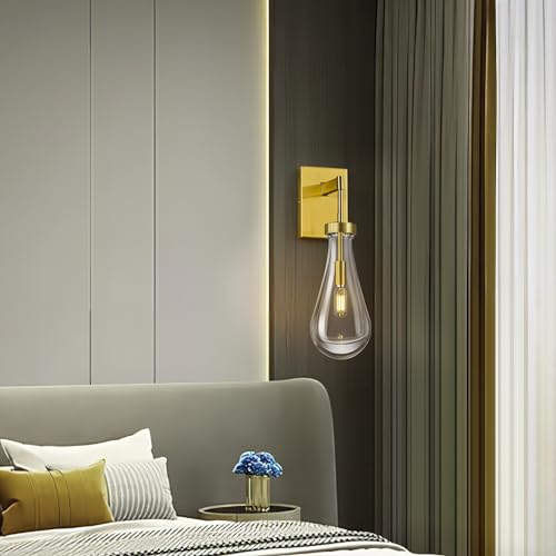 Raindrop Wall Sconces Gold Sconces Wall Decor Modern Wall Lighting Glass Bathroom Sconces Indoor Vanity Light Wall Lamp for Bedroom Living Room Stair
