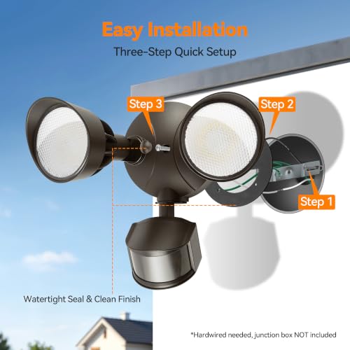 45W 5500LM PIR Motion Sensor Outdoor Lights