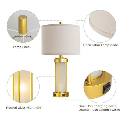 Modern Table Lamps for Living Room Set of 2 with 2 USB Ports (2 Count)