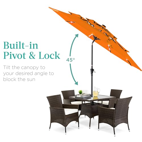 10ft 3 Tier Solar Patio Umbrella