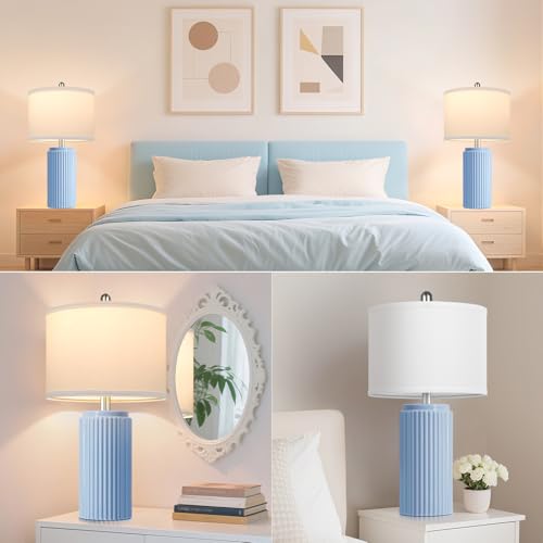23.5’’ Sky Blue Farmhouse Table Lamps for Living Room Set of 2 (2 Count)