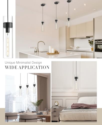3 Pack Black Pendant Lights Kitchen Island (3 Count)