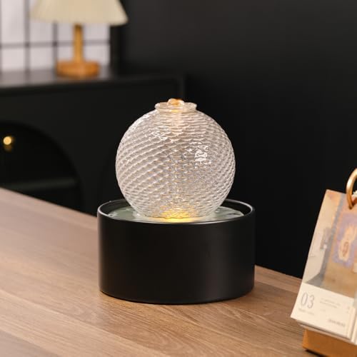 Indoor Water Feature Tabletop Ceramic Fountain Home Kitchen Office Decoration Modern Design Style