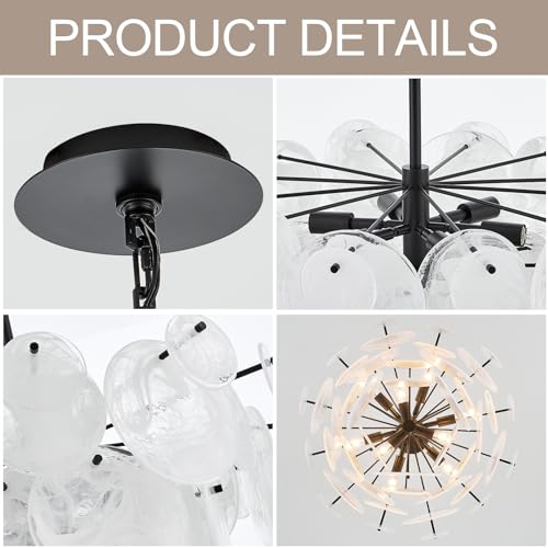 Dia 28 Inch Modern Glass Chandeliers for Bedroom