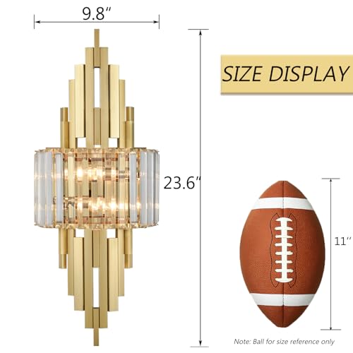 Modern Brushed Gold Crystal Wall Sconce