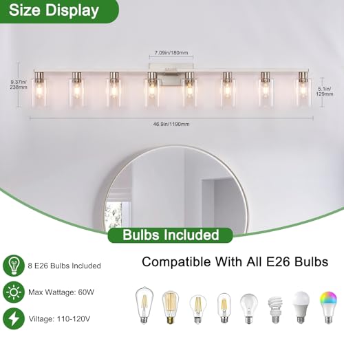 8 Light Brushed Nickel Vanity Light Fixtures
